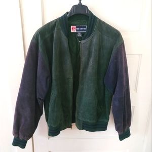 Vintage suede leather bomber jacket